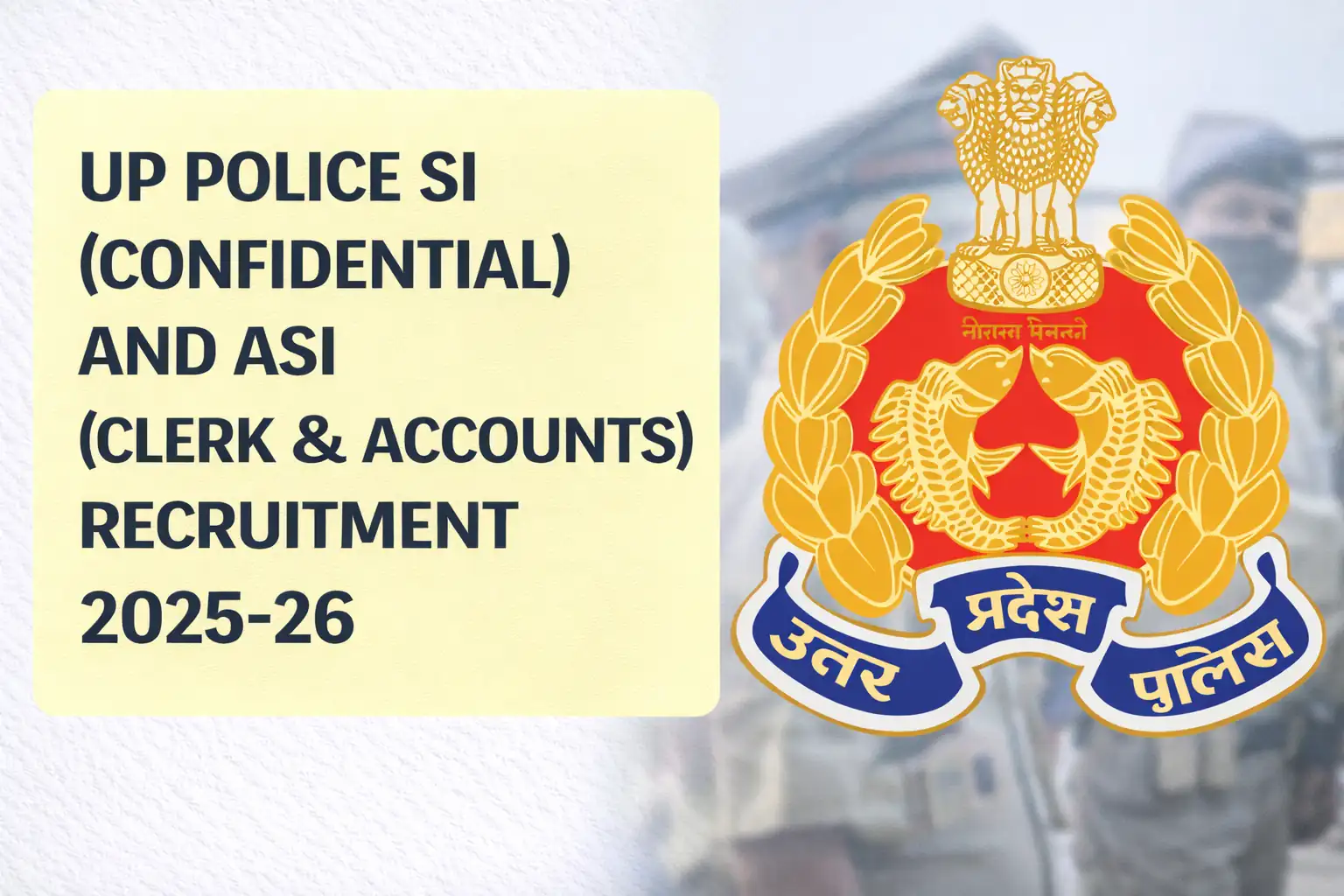 UP Police SI (Confidential) and ASI (Clerk & Accounts) Recruitment 2025-26